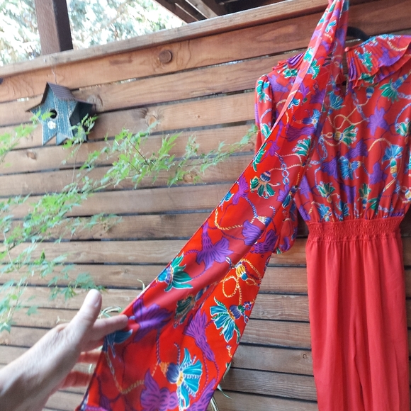 Red Hot Super Flattering Susan Tudor Vintage Jumpsuit Compliment City - Picture 13 of 16